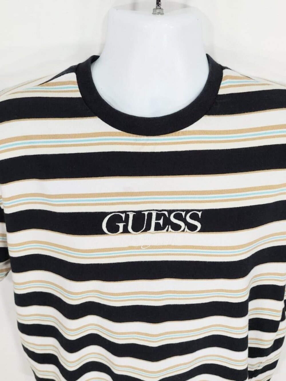 Retro Guess Originals T-Shirt Men's Sz M, Rogers Striped, Embroidered Spellout - Picture 5 of 8